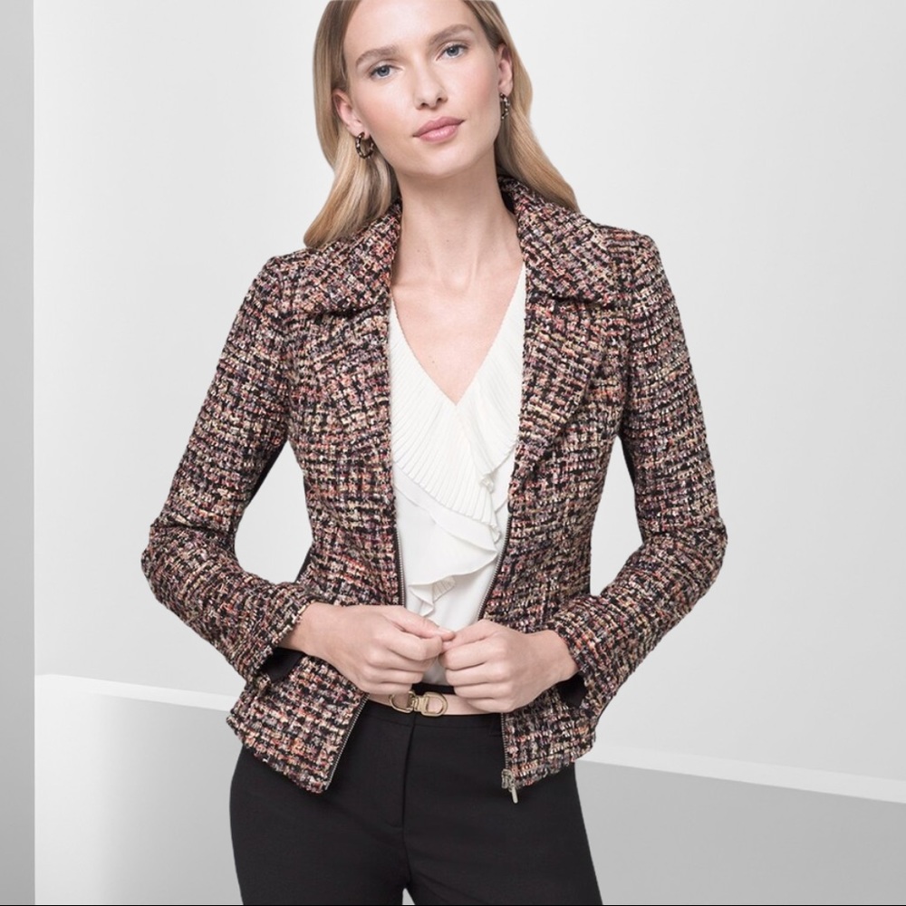 White House Black Market Petite Tweed Moto…